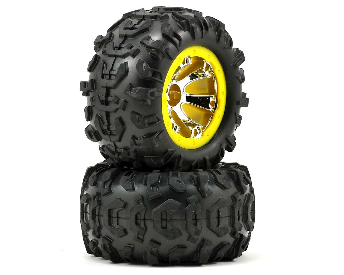 Traxxas Pre-Mounted Canyon AT Tires W/Geode Beadlock Style Wheels (2) (Chrome/Yellow)