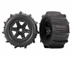 Traxxas Paddle Tires 3.8" Pre-Mounted W/Monster Truck Wheels (Black) (Standard)