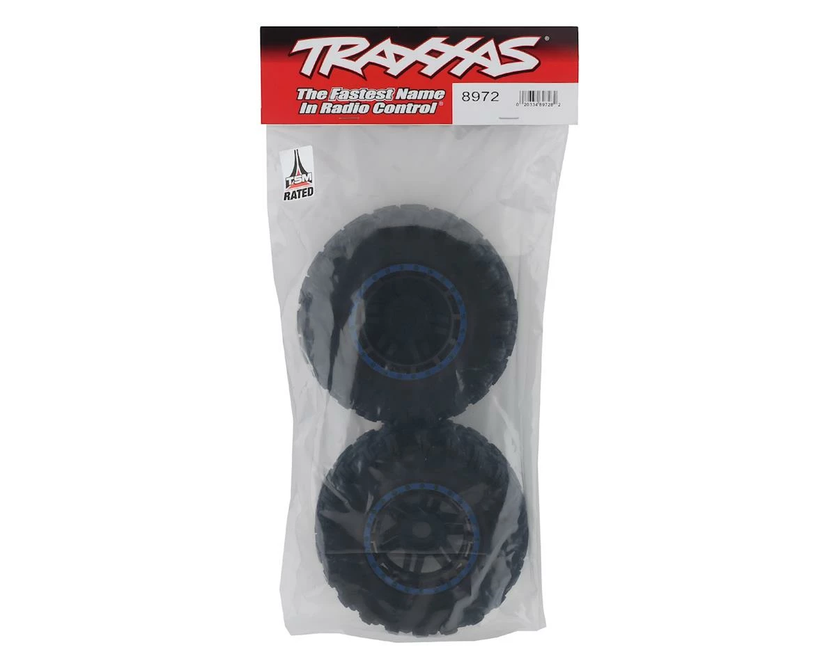 Traxxas Maxx All-Terrain Pre-Mounted Tires (2) (Black/Blue) - Image 3